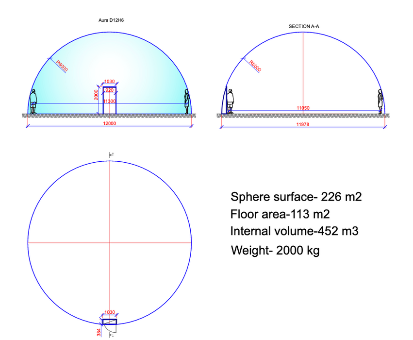 Ø12m (39ft) Luxury Aura Dome™ with Glass Door